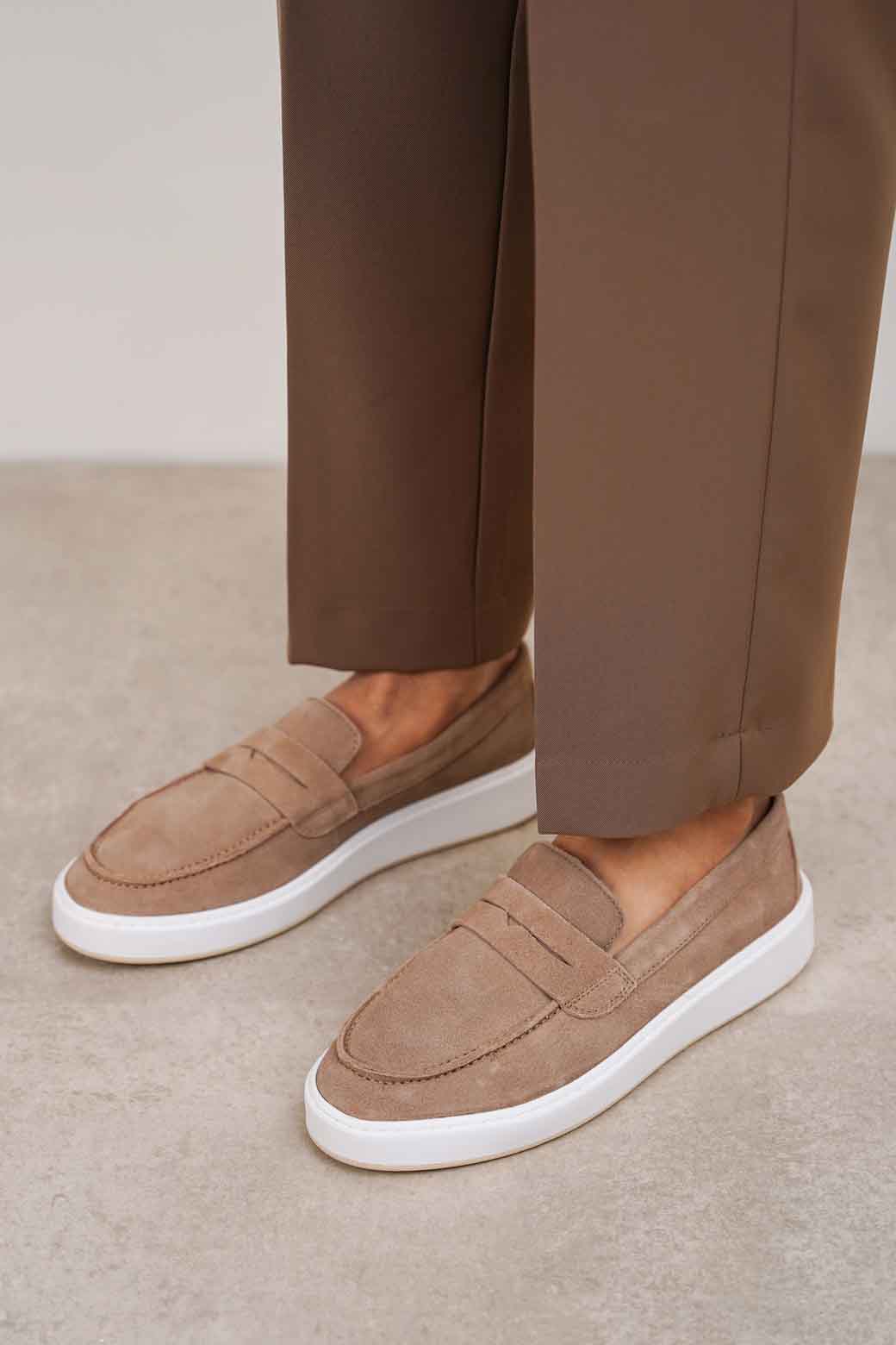 SUEDE PENNY LOAFERS