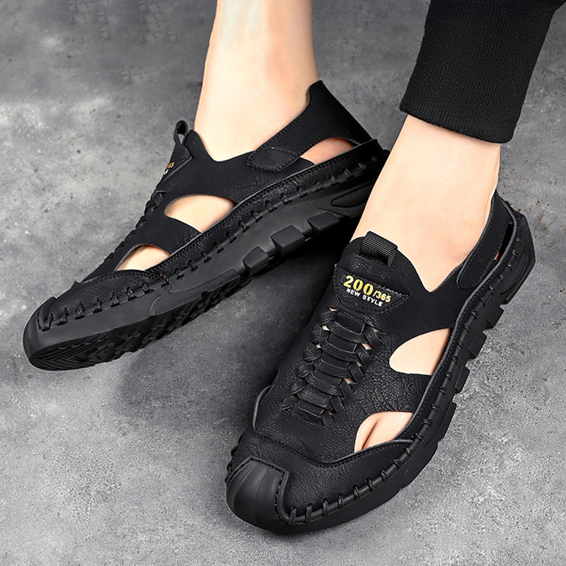 Leather sandals men's shoes summer breathable casual men's hiking shoes outdoor non-slip beach shoes